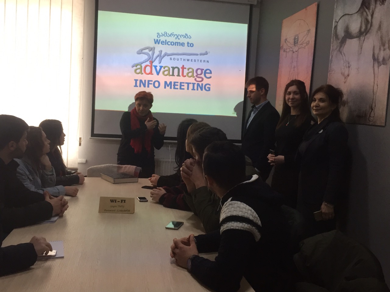 ამერიკული არასამთავრობო ორგანიზაცია Southwestern Advantage-ის წარმომადგენლების შეხვედრა სტუდენტებთან